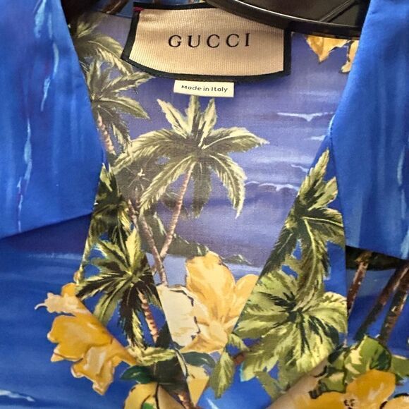 Men’s Gucci palm tree print bowling shirt size 52 made in Italy - Picture 6 of 7